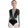 iiniim Maglia Da Ginnastica Ritmica Per Bambina Body Classico A Maniche Lunghe Tuta Da Pattinaggio Artistico Abbigliamento Da Ballerina Per Esibizioni Blu 9-10 anni