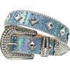 OBASDFD Cinture western con strass da donna e da uomo - Bling Cowgirl Designer tempestate di diamanti for jeans(Light Blue,115CM/45.3'')