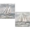 DRW Quadro su Tela di Barche a Vela Dipinto a Mano in Bianco e Grigio 80 x 3 x 80 cm, Medidas: 80x3x80cm
