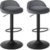 EUGAD Sgabelli da Cucina in Velluto con Poggiapiedi Sgabelli da Bar Moderni per Bancone Penisola Sedie Alte Girevoli Altezza Seduta Regolabile 62-84cm, Grigio scuro 2 Pezzi 0823BY-2