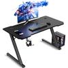 TRIUMPHKEY 100 * 60cm Scrivania Gaming/Tavolo Gaming - Piano in Carbonio Senza LED, Gambe a Z Ultra Resistente (100kg), con Gancio Cuffie, Design Moderno