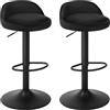 EUGAD Sgabelli da Cucina in Velluto con Poggiapiedi Sgabelli da Bar Moderni per Bancone Penisola Sedie Alte Girevoli Altezza Seduta Regolabile 62-84cm, Nero 2 Pezzi 0824BY-2