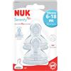 NUK - Set di 2 tettarelle taglia 6-18 mesi, latte infantile