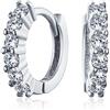 Bling Jewelry 5 solitario Prong Set CZ piccolo Kpop Huggie Hoop orecchini per le donne Per gli uomini rotondo cubico zirconi .925 argento sterlina