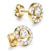 day berlin day.berlin orecchini a perno Stone da donna placcati oro 18k, tondi con zirconia 10mm, spessore 3mm, acciaio inox 316L, senza nichel e resistenti all'acqua