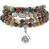 oasymala Bracciale Mala da 6 mm con 108 perline, collana Yoga Zen con ciondolo Buddha e loto per la preghiera (Agata indiana (Indian Agate))