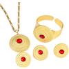 BR Gold Jewelry etiope pietra rossa gioielli set placcato oro 24 K ciondolo anello orecchino braccialetto nozze imposta donne