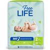Ontex Freelife Sirius Mini - Pannolini monouso per bambini di taglia 2 (3-6 kg), 56 pezzi