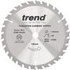 Trend Lama per Sega Circolare Wood, Diametro 184 mm, Foro 16 mm, 30 Denti, Taglio 2,6 mm, Angolo +15°, Metallo Duro (TCT), Finitura Media, CSB/18430