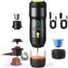 Gubbett Macchina per caffè portatile, 3 in 1, compatibile con capsule espresso e polvere di caffè, riscaldamento rapido, USB e auto, ricaricabile, per campeggio e auto, viaggio