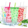 panemy Bicchieri con Cannuccia Che Cambiano Colore, 720 Ml, Set da 5 Pezzi, con Coperchio e Cannuccia, Bicchieri Riutilizzabili e Lavabili per Milkshake, Bicchieri per Bevande da Festa