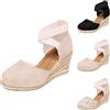 Leaomuny Espadrillas Donna Zeppa Alta Eleganti con Lacci,Scarpe In Tela Plateau con Cinturino Caviglia,Sandali Estive Traforate Boho,Sandalo Chiuso Donna Comode Casual Chic,Platform Vacanze Spiaggia