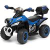Tecnobike Shop Mini Quad Deluxe 6V luci Suoni Batteria Ricaricabile Marcia Avanti e Indietro Baluetto e Parabrezza (Blu)
