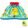 COSTWAY Castello Gonfiabile per Bambini, Parco Acquatico Gonfiabile con 2 Scivoli, Piscina, Parete di Arrampicata, Cannone, Borsa di Trasporto e Kit di Riparazione, 452x365x233 cm (Con Soffiatore)