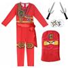 Delanhon Set costume da guerriero ninja per bambini, blu, verde, rosso, oro, con accessori per maschera (rosso, 130)