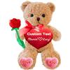 JABECODIFA Orsacchiotto personalizzato con cuore rosso e fiocco per lei, con foto e testo, regalo personalizzato per San Valentino, Natale, compleanno (30,5 cm, testo+foto)