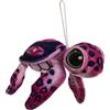 DIVINA Tartaruga Marina Peluche - TOMMY - 15 cm, Verde e Blu/Fucsia e Viola, Tessuto Morbido, Decorativo con Occhi Grandi, Design Italiano TOY 10 (Rosa)