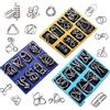 MINGZE Set di 24pz in Metallo Giocattoli Educativi IQ Test Puzzle, Metal Wire Puzzle Rompicapo Perfetto Classico Giocattolo Educativo Intelligenza per Adulti e Bambini