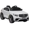 HOMCOM Macchina Elettrica per Bambini 12V Mercedes-Benz AMG GLC63S COUPE, Auto Elettrica per Bambini 3-5 Anni, Velocità 3-5km/h, con Cintura di Sicurezza, Telecomando e USB per Musica MP3, Bianco