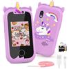 Ashfly Smartphone Bambini, Telefono cellulare per bambini, Natale, Compleanno, Regalo Giocattoli Nina 3 4 5 6 7 8 9 10 anni, Telefono cellulare, giocattolo con doppia fotocamera, lettore di musica