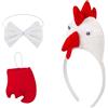 HIXNUG Hoyoey - Set di 3 costumi da gallina con fascia per capelli e papillon e coda di cavallo, per feste pasquali, per adulti e bambini