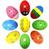 WEINIBAO 9 Pezzi Uova di Pasqua in Legno, Shaker Musicali Percussione, Giocattolo per Neonati Bambini Grandi Bomboniere Pasquali
