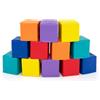 COSTWAY Set di 12 Blocchi da Costruzione in Schiuma EPE, Cubi Colorati 14 x 14 cm con Copertura in Finta Pelle Impermeabile, Blocchi Morbidi per Bambini per Impilare e Arrampicarsi (Rosso e Giallo)