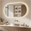 ARTFORMA Specchio da bagno a LED ovale 50x100 cm dorato con comando touch e funzione antiappannamento
