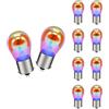 SOFOC P21W 12V 21W 1156 Freccia arancione BA15S Base contatto singolo 180°Pin Luce laterale S25 Lampadina rivestimento arcobaleno 10Pcs