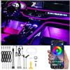QAUBEN Auto illuminazione ambiente 64 colori musica multicolore fibra ottica APP controllo auto fai da te kit di illuminazione dell'atmosfera decorativa DC 12V 1W 6m