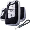 ATFIGII Custodia Chiave per VW Passat B8 Arteon per Jetta per Polo Golf 7 per Skoda Fabia Superb Kodiaq Karoq per Seat Ateca Cover per chiave TPU Portachiavi Keyless 3 Tasti C Argento