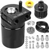 GBKDQQ Oil Catch Can Universal 300ml (Nero) - Contenitore di separazione dell'olio con filtro dell'aria e accessori, contenitore di raccolta olio in alluminio per auto/moto