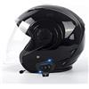 JianJud Caschi Jet Moto,Bluetooth Casco Mezzo Moto con Visiera Parasole--Omologato ECE 22-05 Scooter Chopper Skateboard Ciclismo Gioventù Uomo Donna Casco A,L