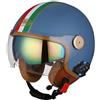 VVPEC Casco Moto Jet Bluetooth Auricolare E Microfono Integrati con Doppia Visiera Parasole Certificazione ECE Casco Jet Jet Per Adulti Uomini Donne - Mezze Caschi Moto Stile Vintage(Color:J,Size:L(59~60CM)