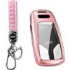 MEDZUK Custodia per Chiave Compatibile con Audi A4 B9 Avant 2016-2024 2025 Cover Chiave Auto, Guscio Chiave TPU con Portachiavi Accessori Protezione (Rosa)