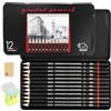 AMANDELIZABE Set di 12 matite per carta, 8B 7B 6B 5B 4B 3B 2B B HB F H 2H,con 1 temperamatite manuale