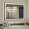 YU YUSING Specchio Bagno con Luce 70x50cm, Specchio da Parete Retroilluminato, 3 Colori di Luce LED Regolabili, Cornice Metallica, Display Dell'Ora, Antiappannamento, IP44, Orizzontale