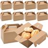Fizleca 10 scatole di carta kraft per dolci, cupcake, per il trasporto di cupcake, scatole di carta con coperchio per alimenti, scatole regalo con manico per torte, biscotti, pizza e pollo arrosto (marrone)