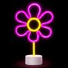 SWITCH U Luce Neon LED Fiore Decorativa - Lampada da Tavolo a Batteria Rosa Giallo - Neon Sign Fiore Camera Ragazza, Scrivania, Festa - 31x20x8,5 cm - Idea Regalo