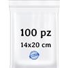 Generico BUY SAFE - Sacchetti Plastica Richiudibili, Sacchetti Ermetici per Alimenti, Vestiti e Oggetti con Chiusura a Cerniera, Buste Trasparenti Richiudibili Resistenti e Riutilizzabili, 14x20-100 Pz