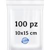 Generico BUY SAFE - Sacchetti Plastica Richiudibili, Sacchetti Ermetici per Alimenti, Vestiti e Oggetti con Chiusura a Cerniera, Buste Trasparenti Richiudibili Resistenti e Riutilizzabili, 10x15-100 Pz