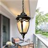 Mengjay Lampade a sospensione vintage Plafoniere da esterno impermeabili Lampade a sospensione in alluminio industriale in vetro per portico, corridoio, villa, interno, E27 20 * 35cm (C)