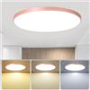 Mengjay Plafoniera LED Soffitto Moderna,Lampada a Soffitto Ultra Sottile Rotonda,Moderna Plafoniere 3 colori dimmerabili per Corridoio, Portico, Garage, Ingresso, Scala (40W, Rosa)