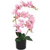 vidaXL Orchidea Artificiale con Vaso 65 cm Rosa Piante Finte Fiori Arredo Casa