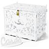 Jolik Grande Scatola Porta Carte di Nozze in Legno, Vintage Scatola Buste Matrimonio con Serratura e Slot per Ricevimento e Feste di Fidanzamento (Bianco)