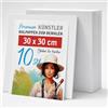 M MERCEO Set di 10 cartoni da pittura su tela da dipingere, 30 x 30 cm, cartone bianco vuoto in 100% cotone, 2 strati di colore bianco e 3 mm di spessore, ideale per dipingere con acrilico o pittura ad olio