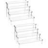 QWORK® Espositore Acrilico a 4 Livelli in Acrilico Spesso 4 mm, 30x25x20cm, per Personaggi Profumi Gioielli Cupcakes (Confezione da 2)