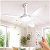 Hisummer 91cm Ventilatore da Soffitto con Luce, Attacco E27 Compatibile Solo con Base Fornita, Montaggio Rapido Ventilatore da Soffitto Silenzioso, Reversible DC Motore per Camera, Soggiorno, Cucina