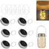 GOMETY 6 luci 3 m, 30 LED, luce bianca calda, con coperchio solare, per bicchieri, lampade solari per esterni, impermeabili, per barattoli di vetro Mason Jar, lanterne, luce da giardino, terrazza, matrimonio
