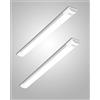 Bellanny Set di 2 strisce LED impermeabili 30 cm, da soffitto per esterni, 10 W, 1200 lm, bianco freddo, 6500 K, tubo in alluminio e PC per ufficio, magazzino, garage, seminterrato, officina
